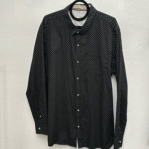 Craft & Flow 2XL Black Tan Eye Geo Print Accent Button Down Shirt